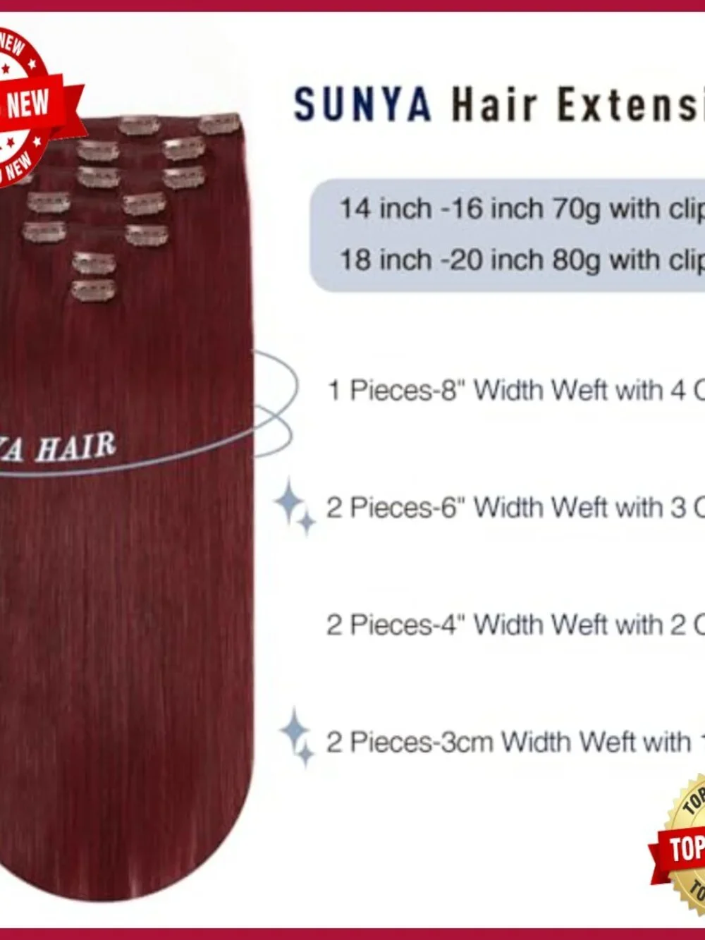 7-Piece Clip-In Human Hair Extensions 18 Inch Straight Double Weft
